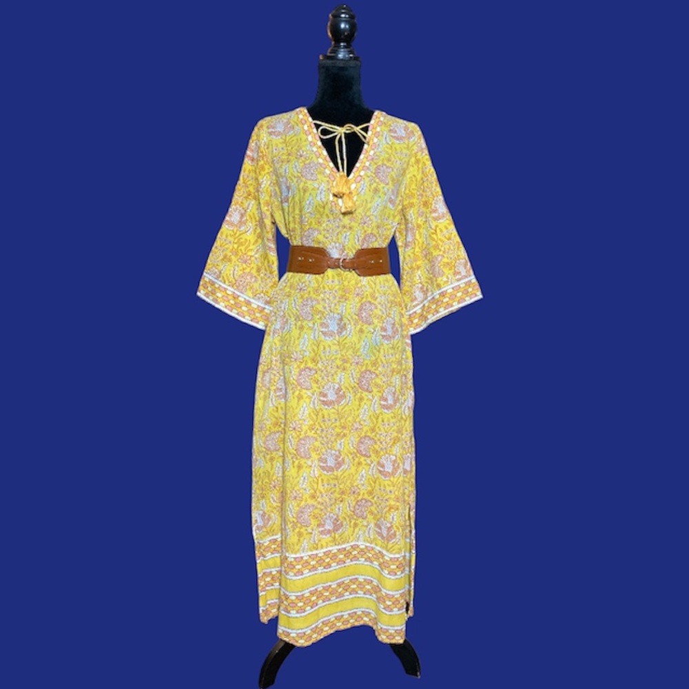 ❗️REDUCED❗️CLEOBELLA Yellow Paisley Kaftan Maxi Dress